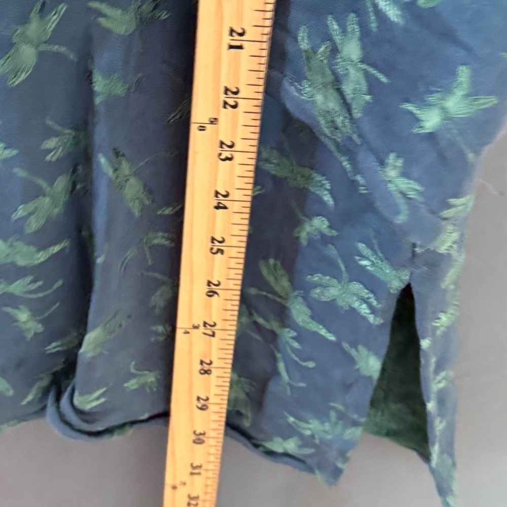 Citron Santa Monica Vintage Y2k Silk Dragonfly Mandarin Jacket Teal Green Frog M - Picture 9 of 9